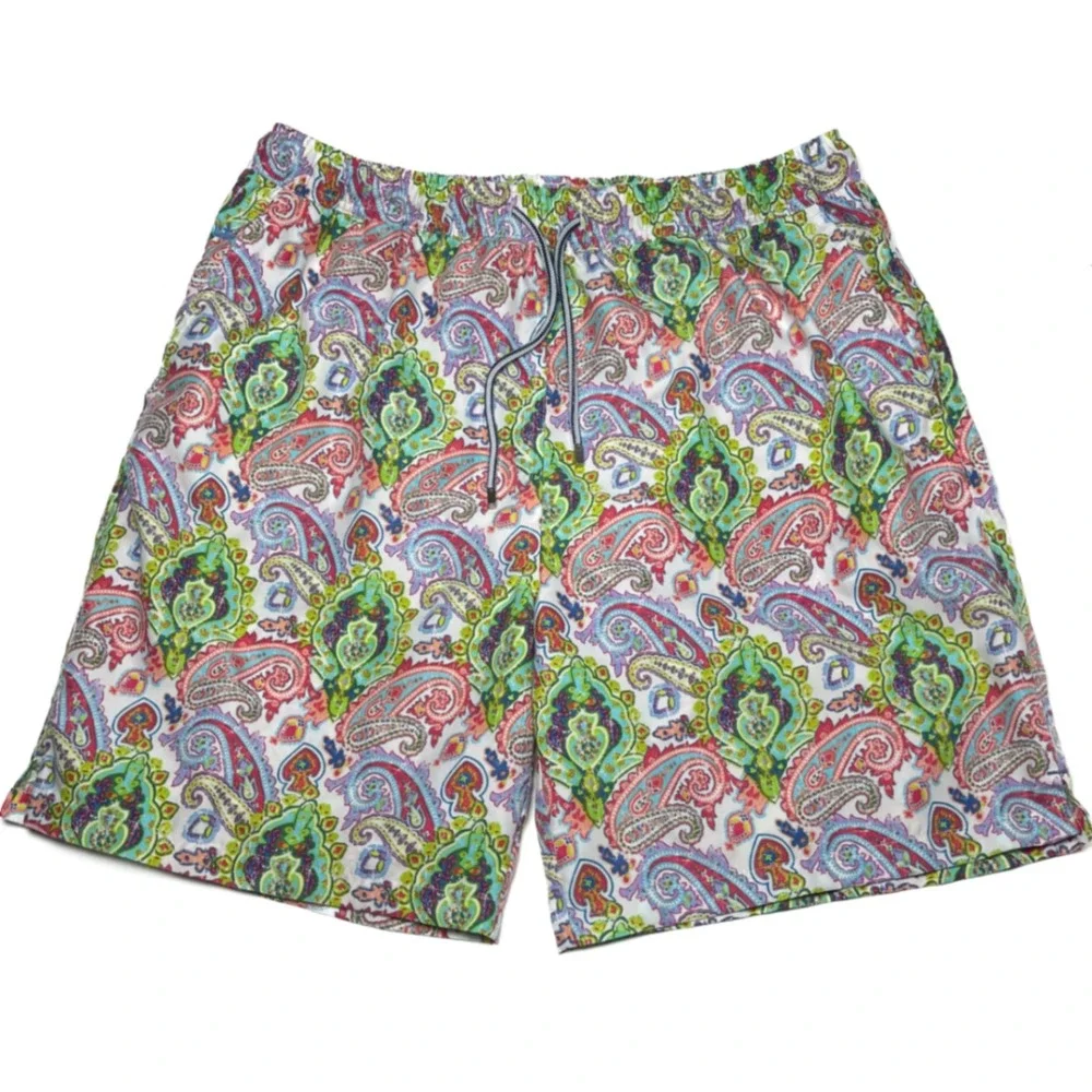 Peter‎ Millar Paisley Print Lined Swim Trunks Drawstrings Multicolor Men's L